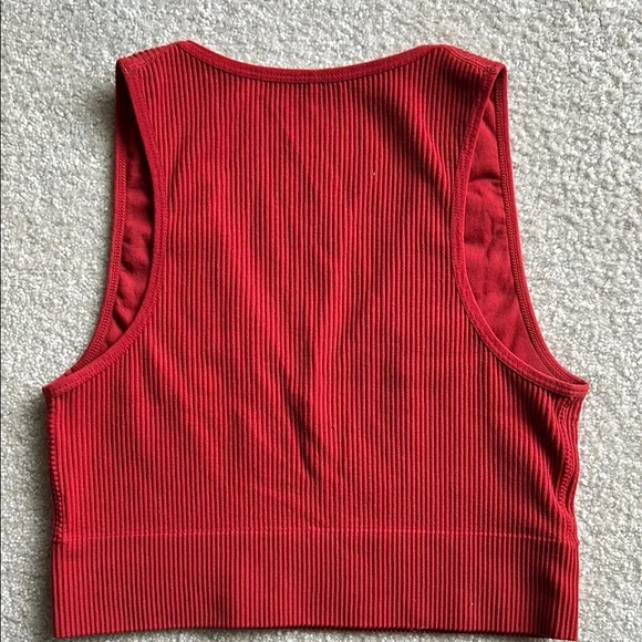 Garage, Red Ribbed Crop Tank Top - Picture 3 of 3